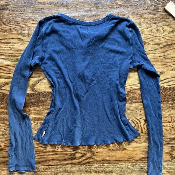 VTG Y2K Hollister Henley Shirt Womens L (Fits S/M) Navy Blue LS Bella Swan - Picture 2 of 8